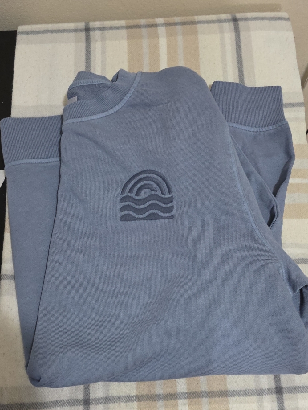 Goodfellow & Co Blue Crewneck Sweater with Embroidered Wave